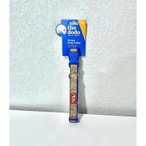 NWT The dodo Dog Collar Stripe Cork Material Blue Size Lg Neck Size 16-26in. Eco